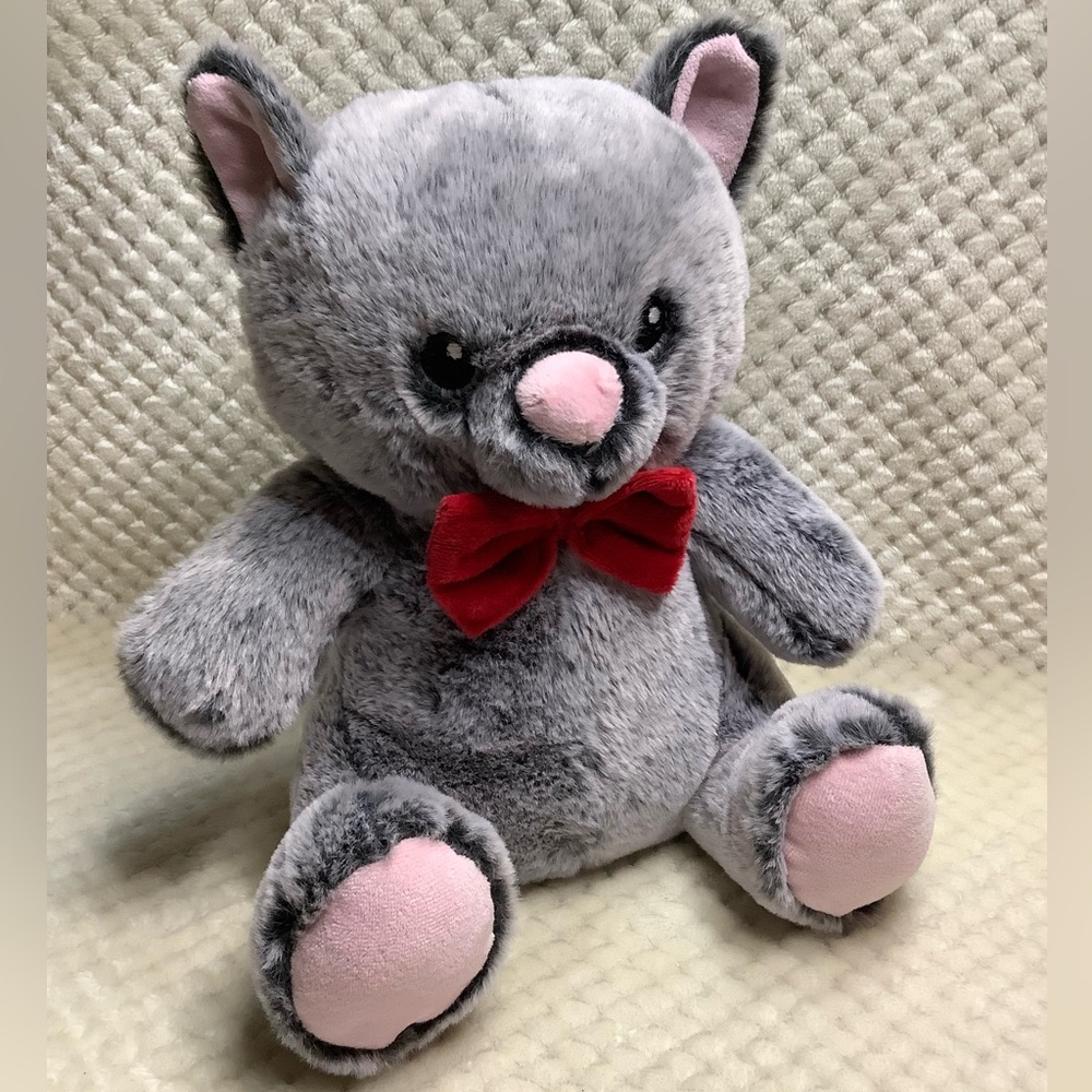PetSmart Plush Lucky Cat Stuffed Dog Or Child Toy with Squeaker Inside Red Bow